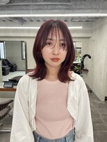 ニコ トウキョウ 渋谷(nico TOKYO) ダブルカラーチェリーレッドピンクブラウン韓国レイヤーロング