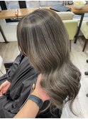 ハイライトカラーミルクティーケアブリーチ白髪ぼかし髪質改善