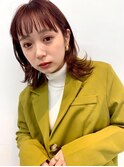 透明感マロンベージュ/Aラインボブ/かきあげウェットヘア[渋谷]
