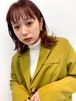 ローウェ 渋谷(Louwe)&nbsp;透明感マロンベージュ/Aラインボブ/かきあげウェットヘア[渋谷]