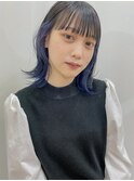 10代20代30代/大人インナーカラー/耳掛け/切りっぱなし大人ボブ