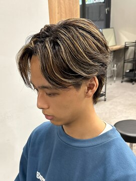 エルマーク 梅田(L-MARK) ハイライトセンターパートメッシュダブルカラーツーブロック