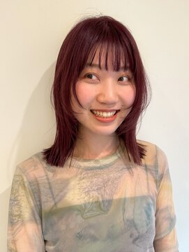 ローネス(LONESS) ぷつっとボブ　姫カットレイヤー　チェリーレッド　ワインレッド