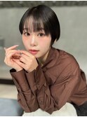 コントラストハイライトくびれショートマッシュショート前髪あり