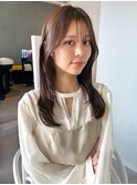 顔まわりレイヤー/フレンチバング/レイヤーロング/おくれ毛