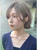 外ハネボブ　大人かわいいシースルーバングレイヤーボブ