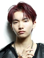 リップス 天神(LIPPS)&nbsp;メンズ韓国ナチュラルフェザーダウンパーマブリーチカラーレッド