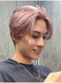 メンズハイトーンミルクティーピンクベージュカラーダブルカラー