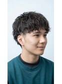 ツーブロックショート縦落ちツイストスパイラルパーマスタイル