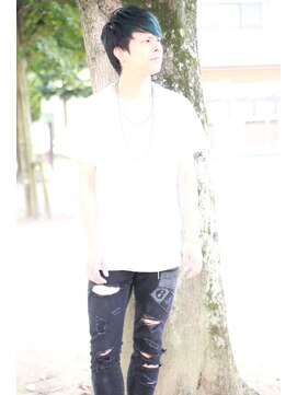 ソラオオイタ(SORAoita) 【メンズショート】アクセントカラーグリーン