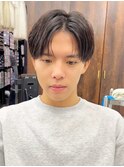 ◆メンズヘア/センターパート/ワックスなし/ウルフ/コンマバング