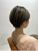 小顔ショートボブハイライトカラー大人ショートカット白髪染め