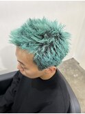 ミントグリーン×スパイキーショート×ミニウルフ