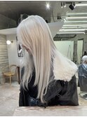 ホワイトカラートリプルカラーケアブリーチハイトーンロング韓国