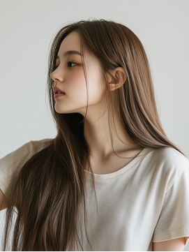 エダ 鎌倉(edA.) 小顔ロング#髪質改善#白髪ぼかし#鎌倉#40代#グレージュ