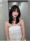 【柿本真優】ミディアムレイヤー/小顔カット/ブルーブラック