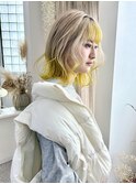ハイトーンイエローデザインカラー_裾カラー_インナーカラー