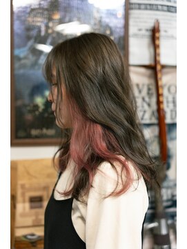 ジウ 上通り(JIU) 20代30代小顔ゆるふわロング イヤリングカラーピンクパープル