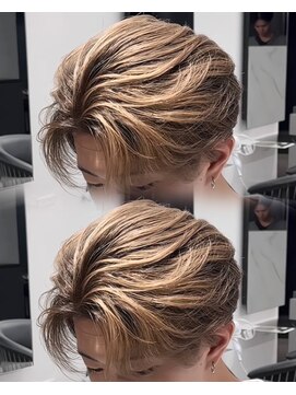 ステラ(STELLA) メンズ/バレイヤージュ/センターパート/ブリーチ＆ダブルカラー