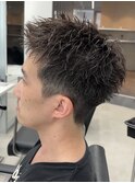 ボックスショート 短髪 アップバング 鹿児島メンズ