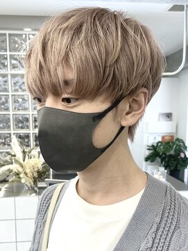 サンクマーケット 渋谷(cinq MARKET) 渋谷メンズダブルカラーミルクティーベージュラウンドマッシュ