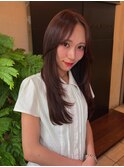 ミネラル髪質改善/ほんのりピンクブラウン艶髪ストレート