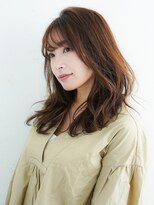 ニーフ 恵比寿(neaf)&nbsp;黒髪グレーベージュレイヤーロング前髪パーマ　市毛