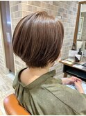 簡単スタイリング 大人ショートボブ 小顔 ネビージュ
