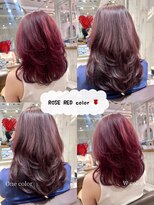 レイラバイアフロート 吉祥寺(Lila by afloat)&nbsp;内巻きワンカール/レイヤーロング/チェリーレッド/小顔ヘア