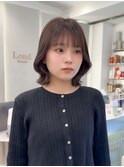 イメチェン外ハネボブ美髪ワイドバングミディアム縮毛矯正ボブ