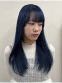 艶髪×ネイビーカラー