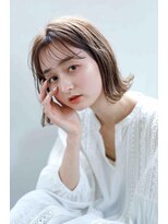 ムウ 難波(MOU)&nbsp;ナチュラルボブくびれヘアアプリコットオレンジ20代30代40代50代