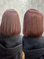 ジーナ 博多(Zina)&nbsp;ブリーチありピンクベージュ/丸みボブ