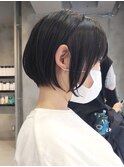 黒髪ショートボブ/イルミナカラー/大人ショートヘア/ハイライト