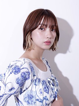 ヨファヘアー 岡本店(YOFA hair) 大人かわいい外ハネボブセクションカラペールベージュ1001
