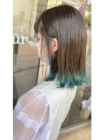 ヘアーデザイン アズール(Hair Design Azur) 【Azur】 ショート×グレージュ×エメラルドグリーン