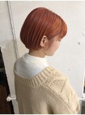 オレンジベージュ//ショートボブ/丸みショート/ケアブリーチ