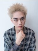 束感/金髪スパイキーショート/モテる短髪/ブリーチツーブロック