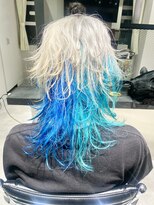 ノブレス ノアール(NOBLESSE NOIR)&nbsp;ロングウルフ/デザインカラー/ターコイズ×ブルーインナーカラー