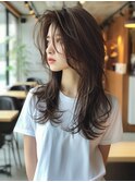 ☆オリーブグレーココアベージュ小顔クラゲヘアー/黒髪/髪質改善