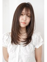 ドットハリス(.Hallis)&nbsp;大人韓国ロングレイヤー/2wayバング/アッシュベージュ