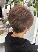 ボリュームアップショートハイライトカラー白髪ぼかし
