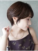 大人可愛い20代30代40代黒髪前下がりひし形小顔ボブ丸みショート