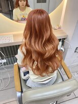テトラ バイ ネオリーブ 横浜西口店(tetra by neolive)&nbsp;ハイトーン オレンジカラー ケアブリーチ 暖色 ロング 横浜★