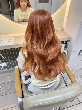 テトラ バイ ネオリーブ 横浜西口店(tetra by neolive) ハイトーン オレンジカラー ケアブリーチ 暖色 ロング 横浜★