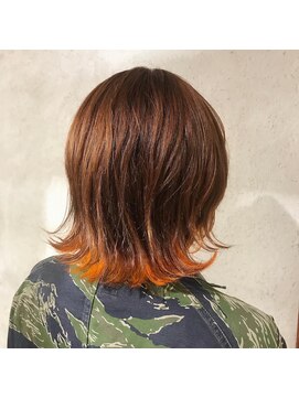 ムードコア(mu;d-Coa) 【mu;d-coa横浜】外ハネボブにオレンジインナーカラー