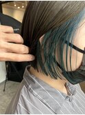 大人可愛い大人美人小顔立体カットインナーカラー透け感