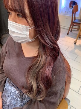 テトラ バイ ネオリーブ 横浜西口店(tetra by neolive) ダークチェリーカラーにイヤリングカラーでお洒落さんに♪