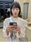 ブリーチカラーケアカラーダブルカラーブルーブラックボブ