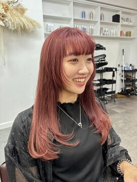 アオ(AO。) カシスレッド/レッドカラー/赤カラー/レイヤーカット/元町